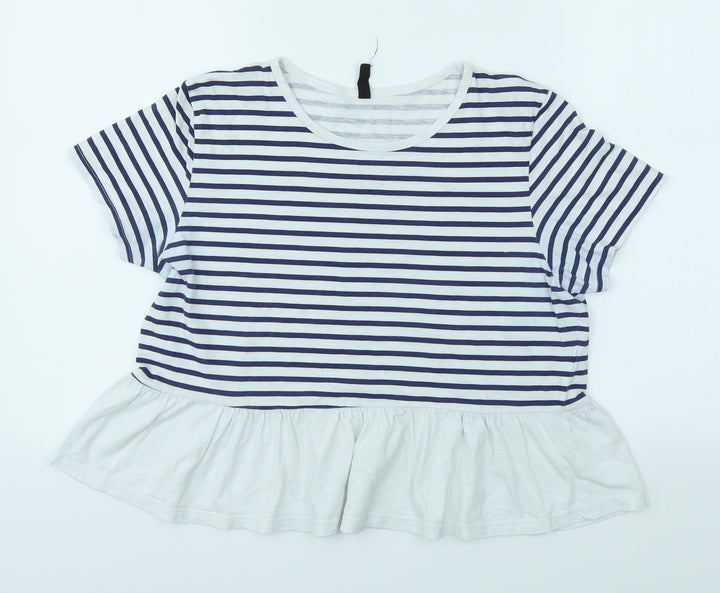 SINSAY Girls Multicoloured Striped Basic Polo Size L