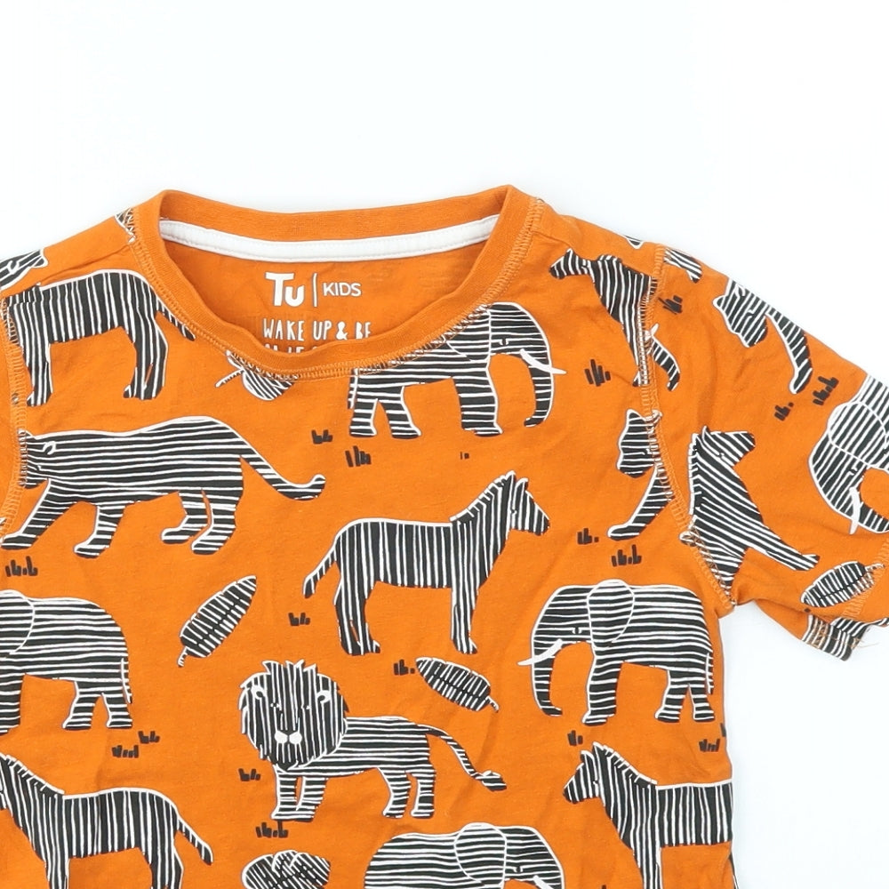 TU Boys Orange Animal Print  Basic T-Shirt Size 8-9 Years