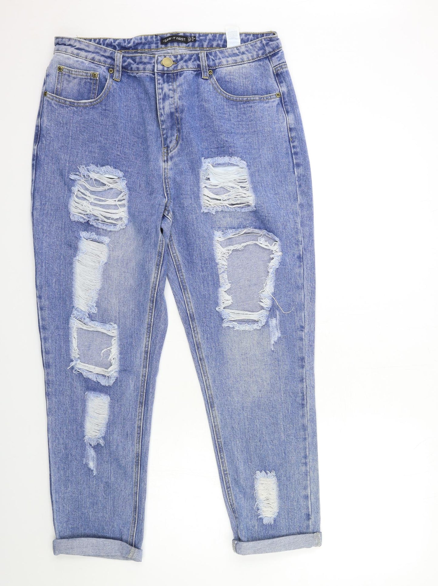 I SAW IT FIRST Womens Blue  Denim Mom Jeans Size 16 L27 in