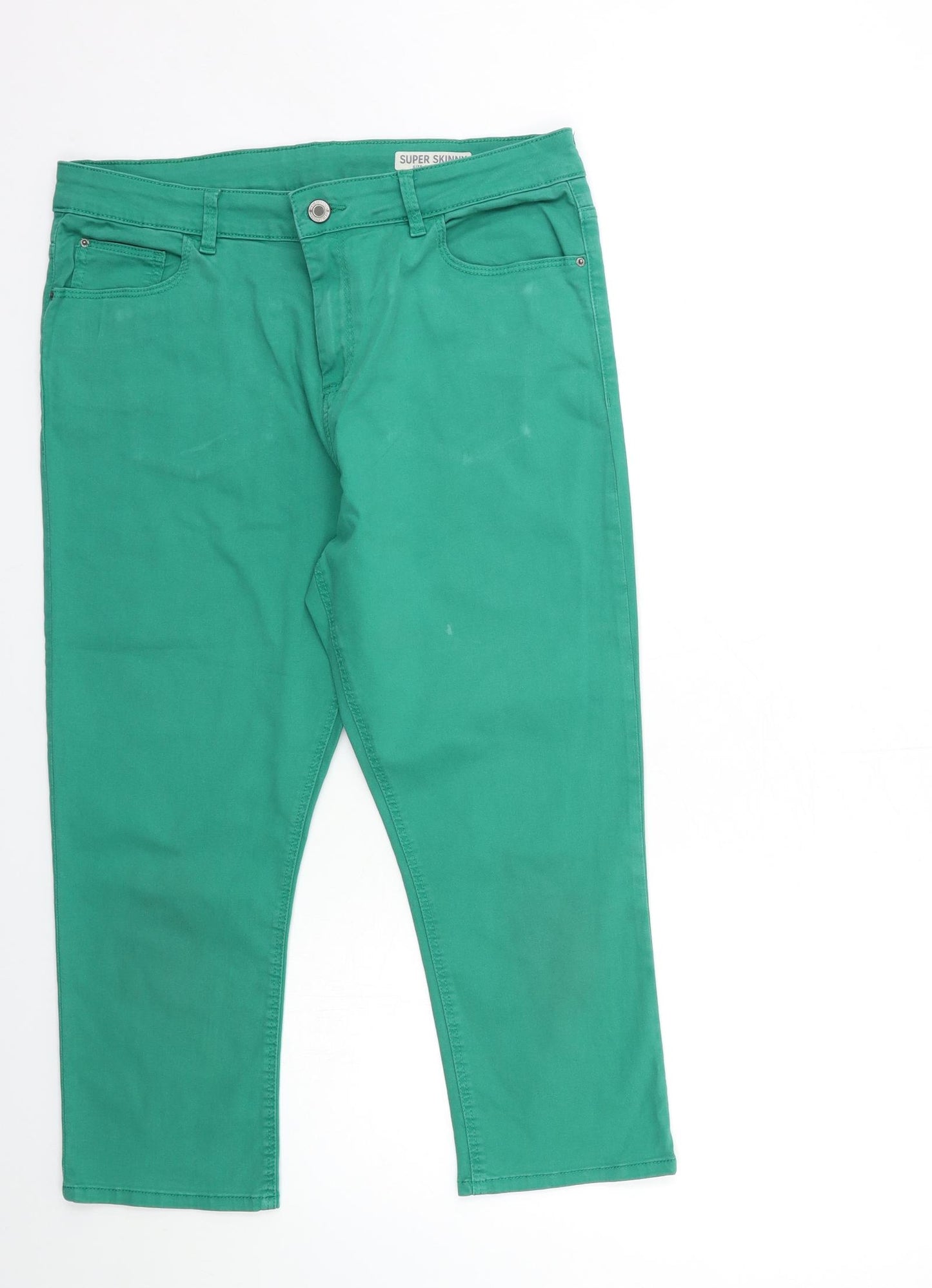 Marks and Spencer Womens Green  Denim Cropped Jeans Size 14 L22 in