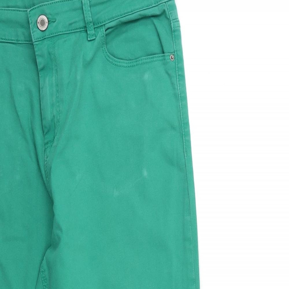 Marks and Spencer Womens Green  Denim Cropped Jeans Size 14 L22 in