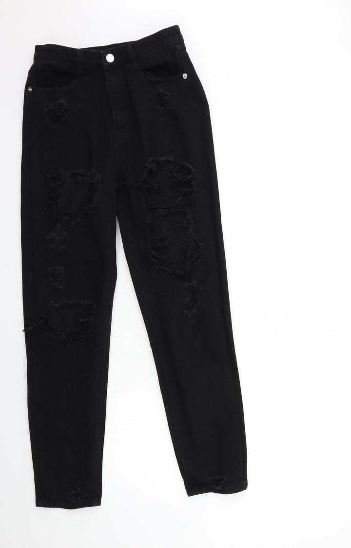 Missguided Womens Black Denim Mom Jeans Size 6 L29 in