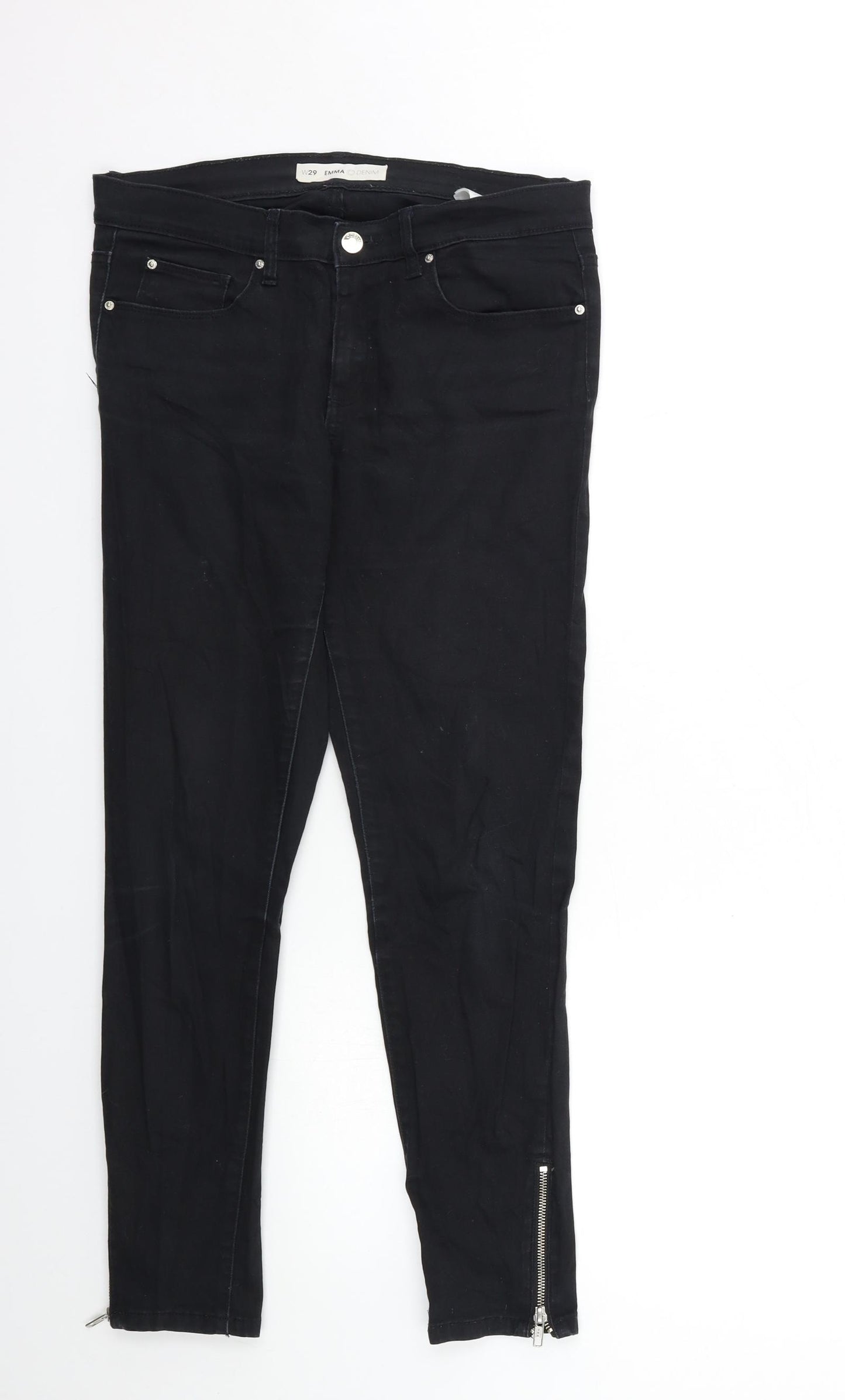 Preworn Womens Black  Denim Skinny Jeans Size 29 in L28 in