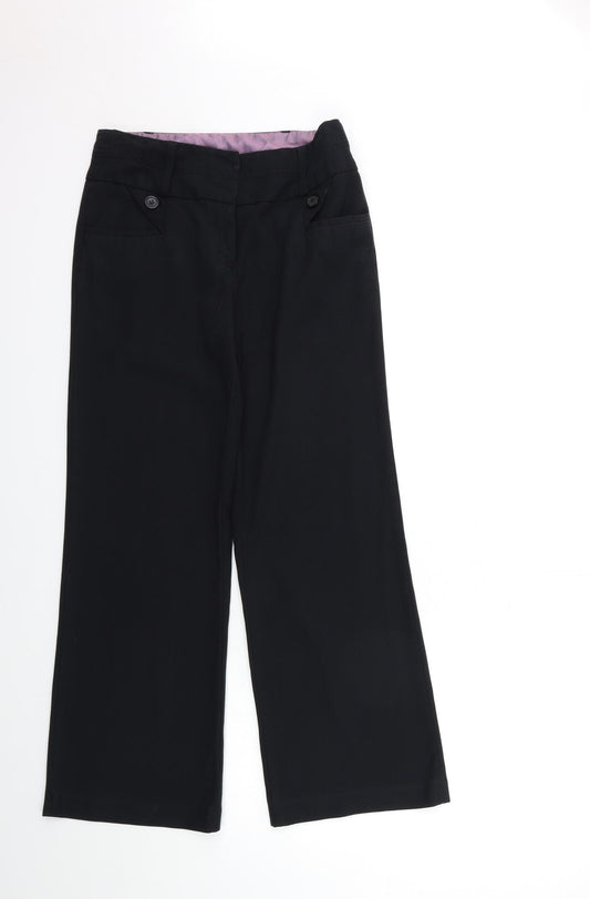 Front view of Next women’s black trousers, size UK 8, 28-inch leg