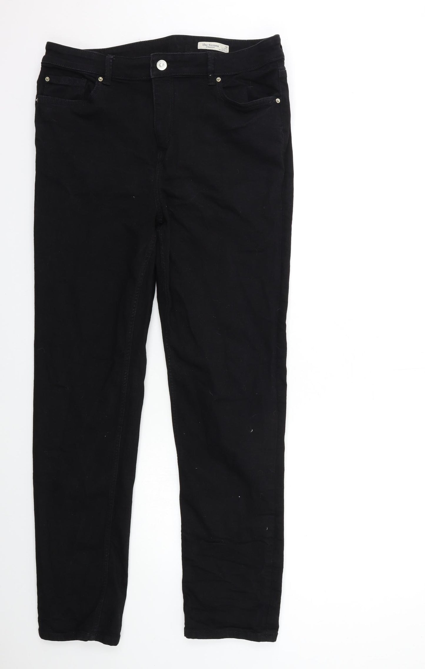 Marks and Spencer Womens Black  Denim Straight Jeans Size 18 L32 in
