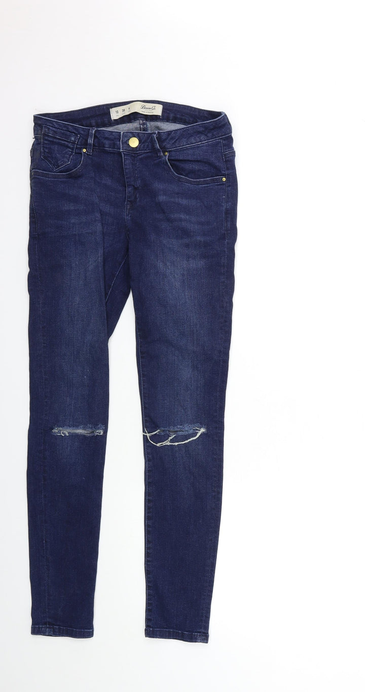 Denim & Co. Womens Blue Denim Skinny Jeans Size 10 L28 in