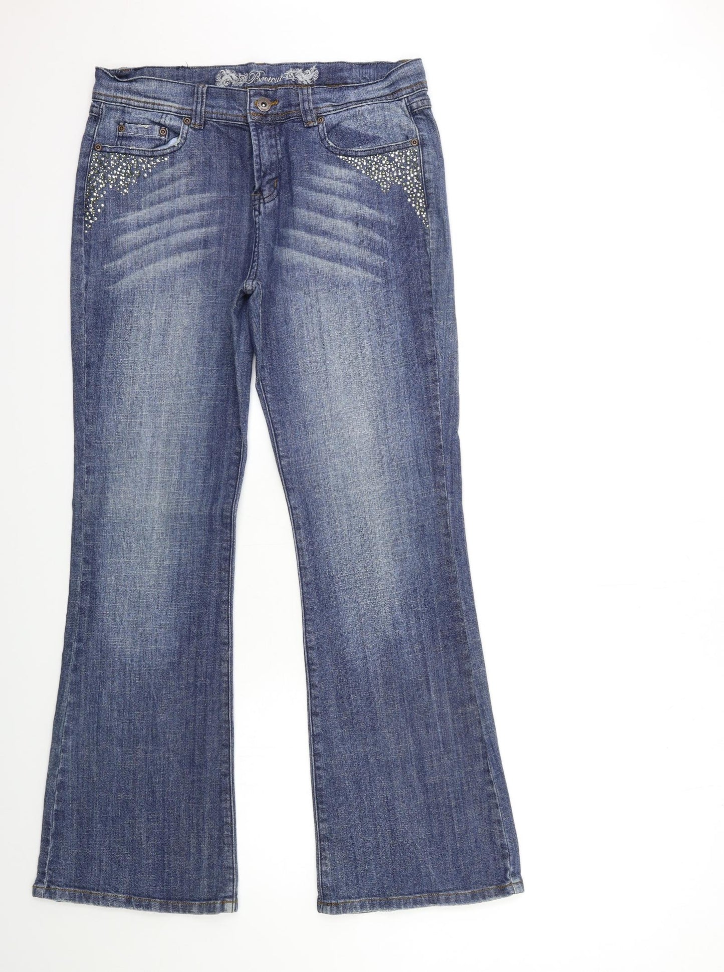 NEXT Womens Blue  Denim Flared Jeans Size 14 L30 in