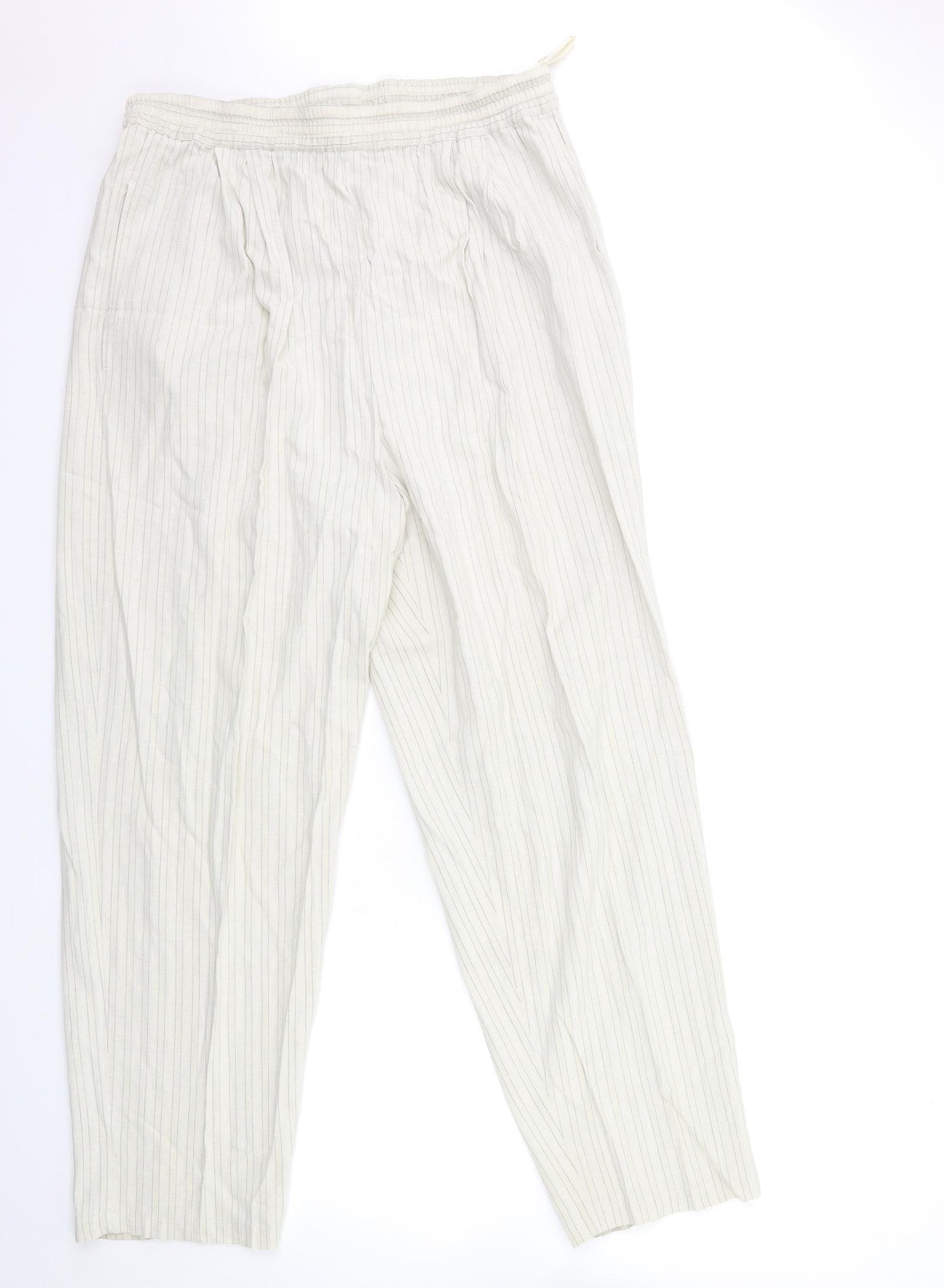 ELVI Womens Beige Striped  Trousers  Size 32 in L30 in