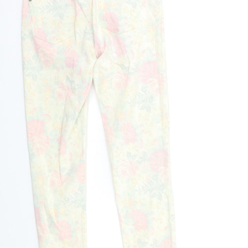 Topshop Womens Beige Floral Denim Skinny Jeans Size 25 in L32 in