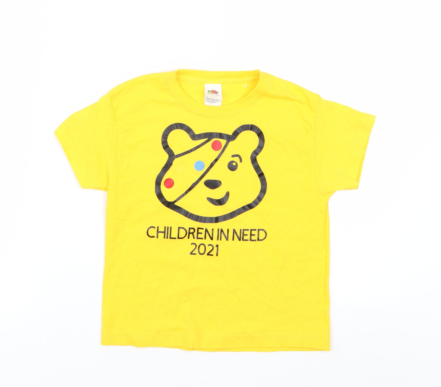 Fruit of the Loom Girls Yellow   Basic T-Shirt Size 3-4 Years  - Children in Need