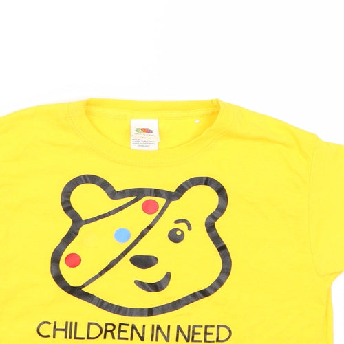 Fruit of the Loom Girls Yellow   Basic T-Shirt Size 3-4 Years  - Children in Need