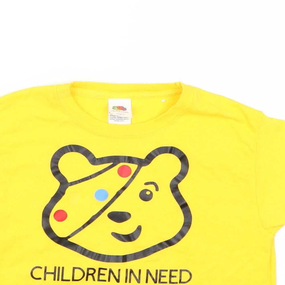 Fruit of the Loom Girls Yellow   Basic T-Shirt Size 3-4 Years  - Children in Need