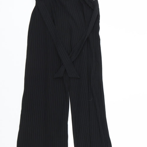 New Look Girls Black Striped  Capri Trousers Size 9 Months