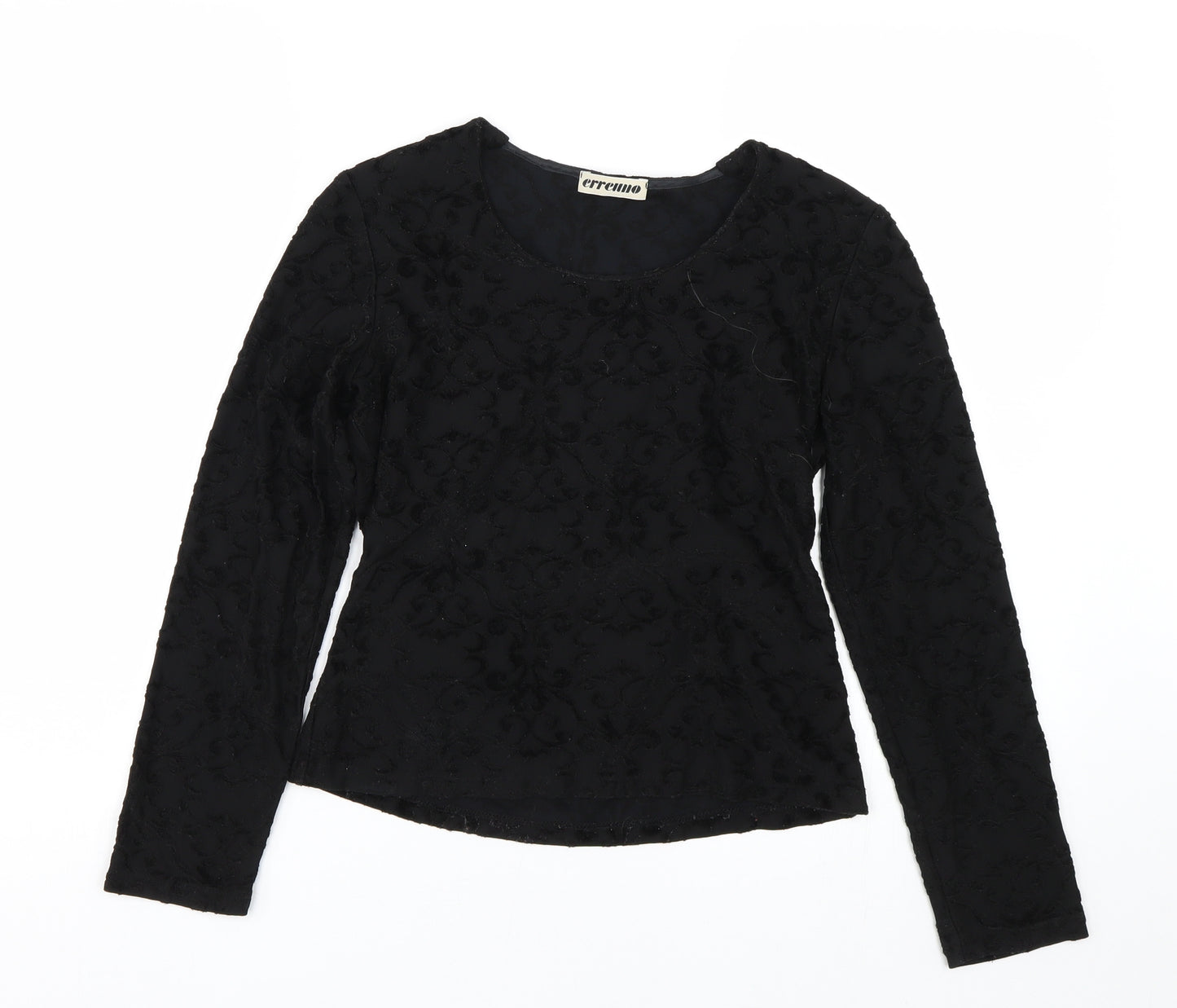 Erreuno Womens Black Floral  Basic T-Shirt Size 12