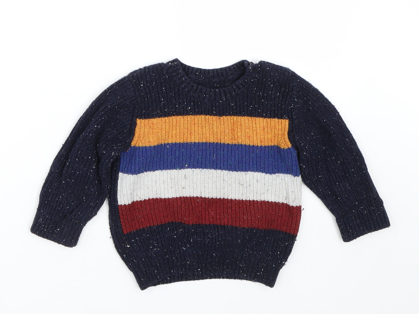 Nutmeg Boys Blue Striped  Pullover Jumper Size 12-18 Months