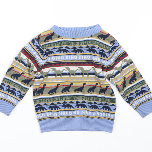 NEXT Baby Multicoloured Striped  Pullover Jumper Size 12-18 Months  - dinosaur