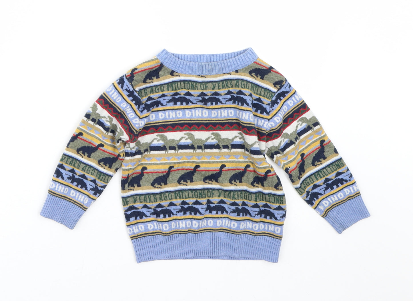 NEXT Baby Multicoloured Striped  Pullover Jumper Size 12-18 Months  - dinosaur
