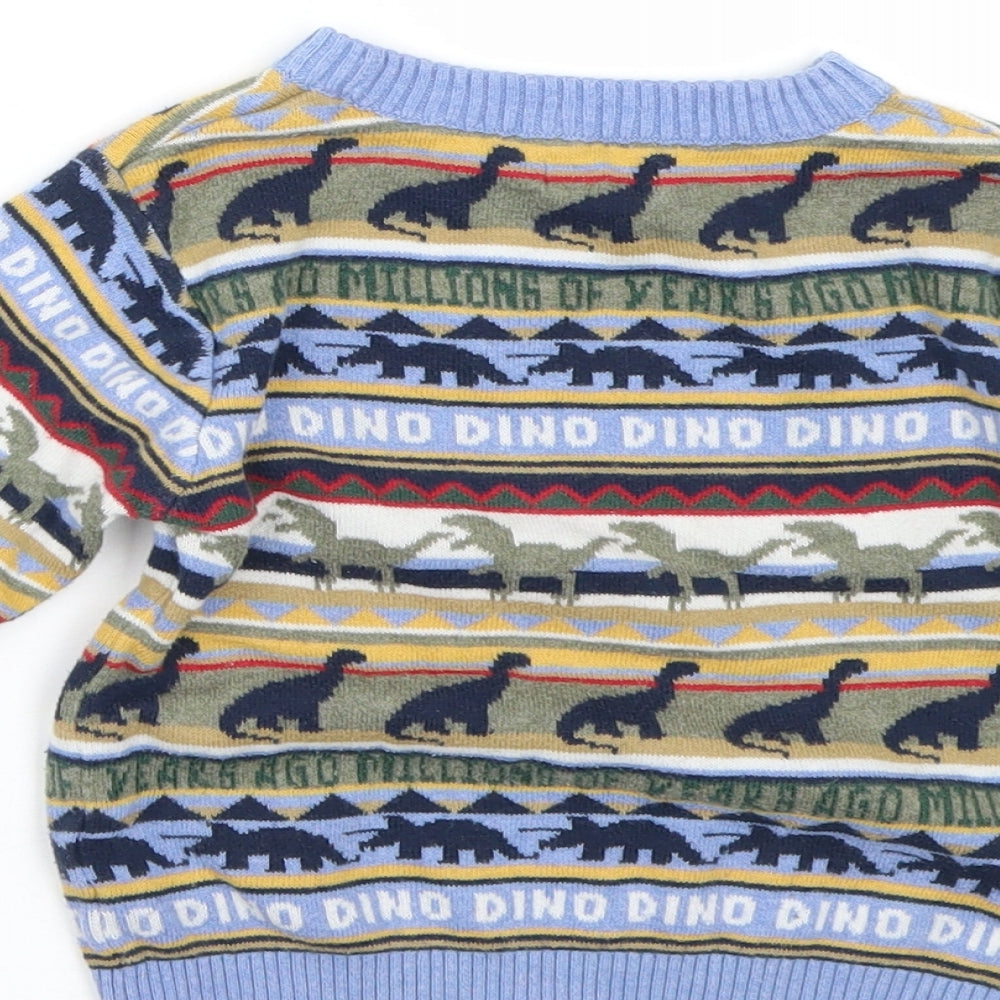 NEXT Baby Multicoloured Striped  Pullover Jumper Size 12-18 Months  - dinosaur