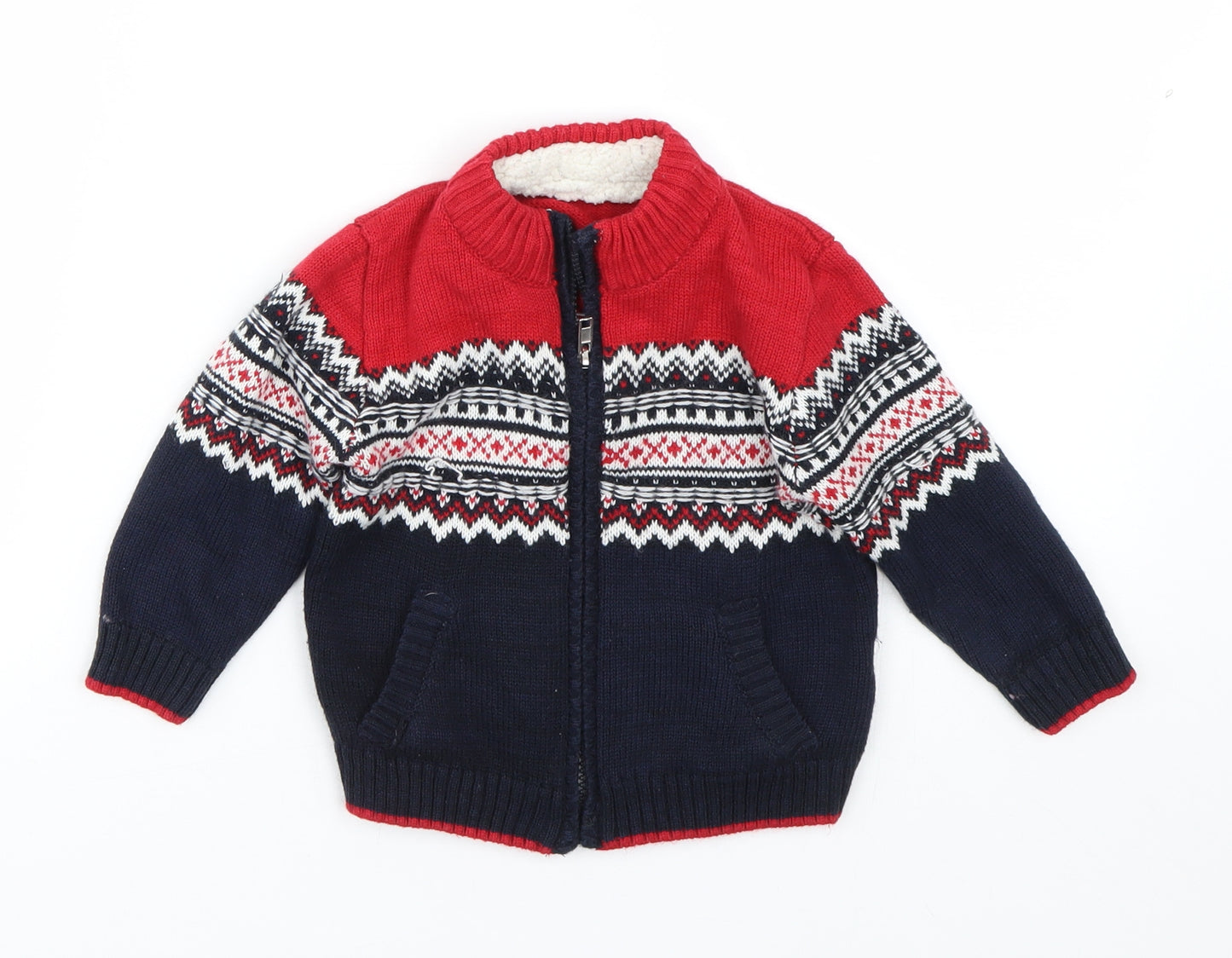 Matalan Baby Blue Fair Isle  Full Zip Jumper Size 18-24 Months