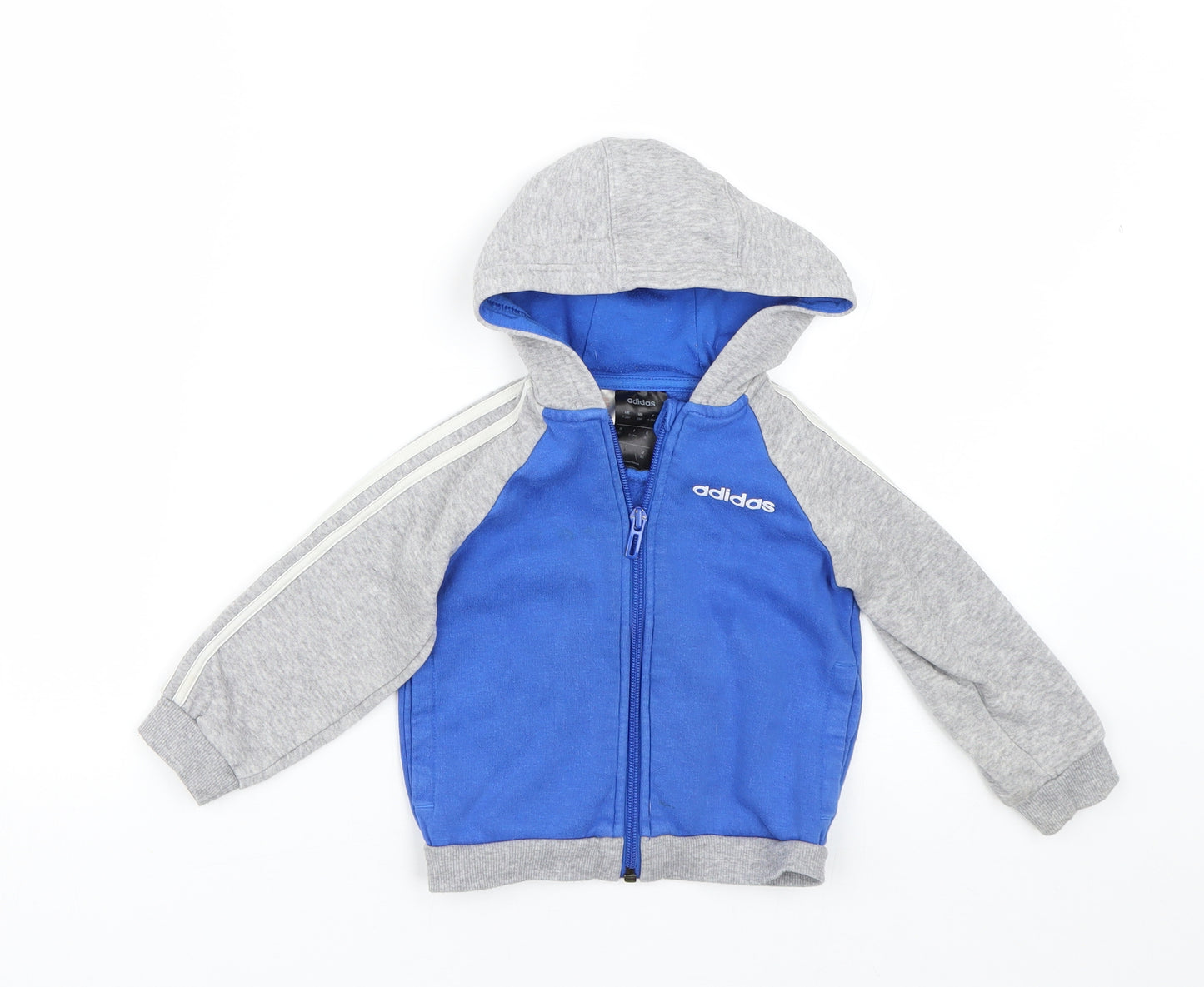 adidas Boys Blue Striped  Full Zip Jumper Size 9-12 Months