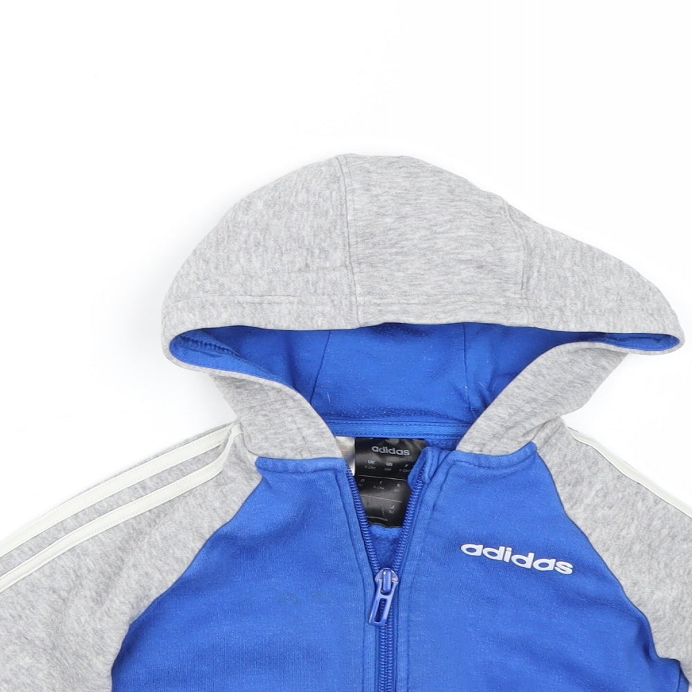 adidas Boys Blue Striped  Full Zip Jumper Size 9-12 Months