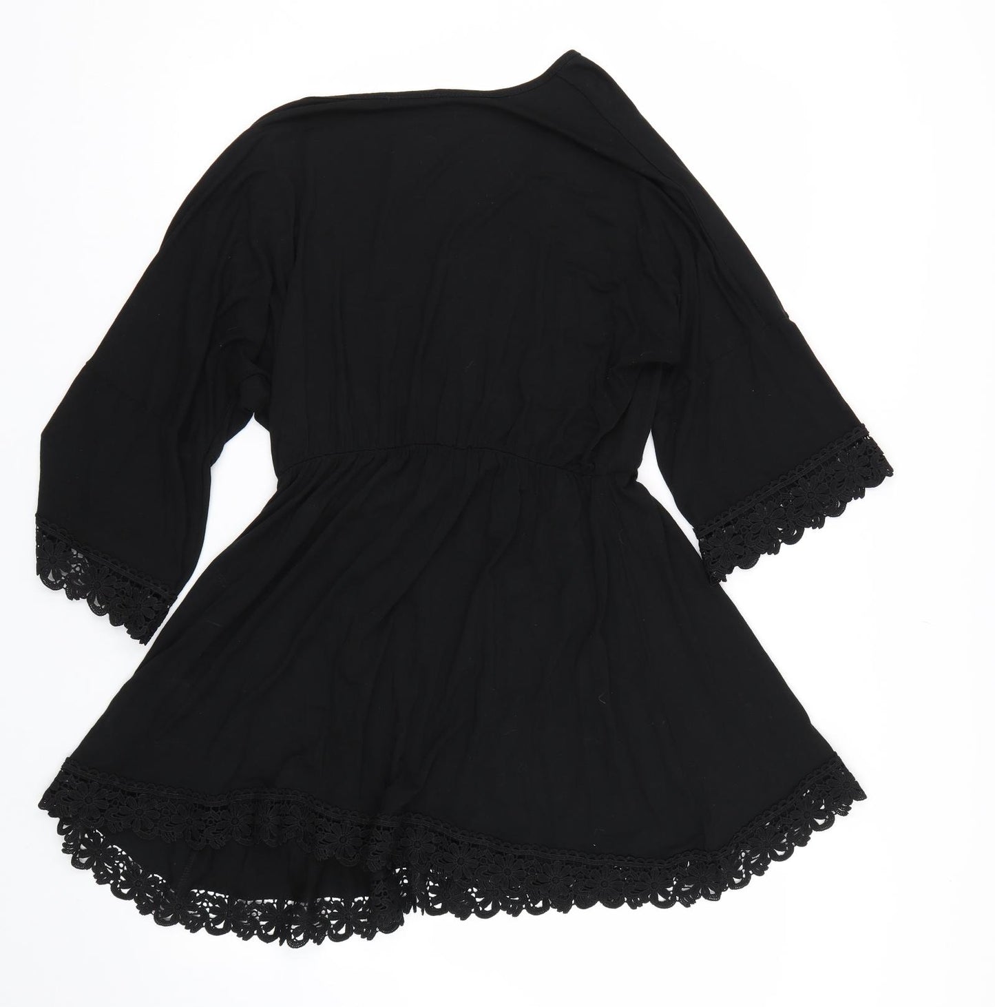 Boohoo Womens Black Floral  Basic T-Shirt Size 18