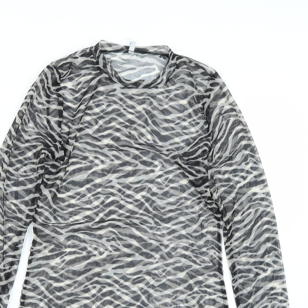 Preworn Womens Black Animal Print  Basic T-Shirt Size S  - Transparent