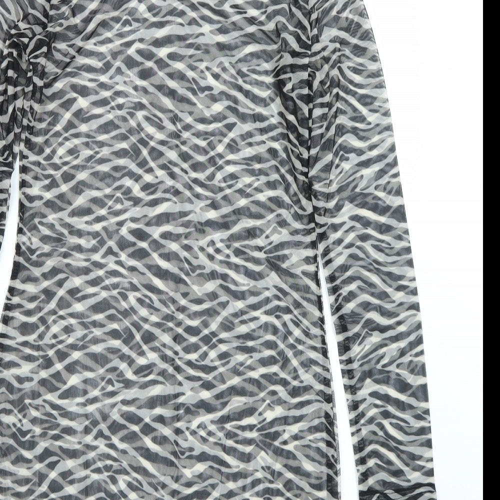 Preworn Womens Black Animal Print  Basic T-Shirt Size S  - Transparent