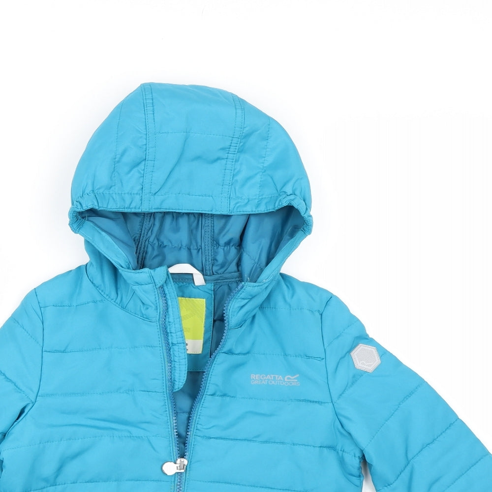 Regetta Girls Blue Striped  Puffer Jacket Coat Size 5-6 Years