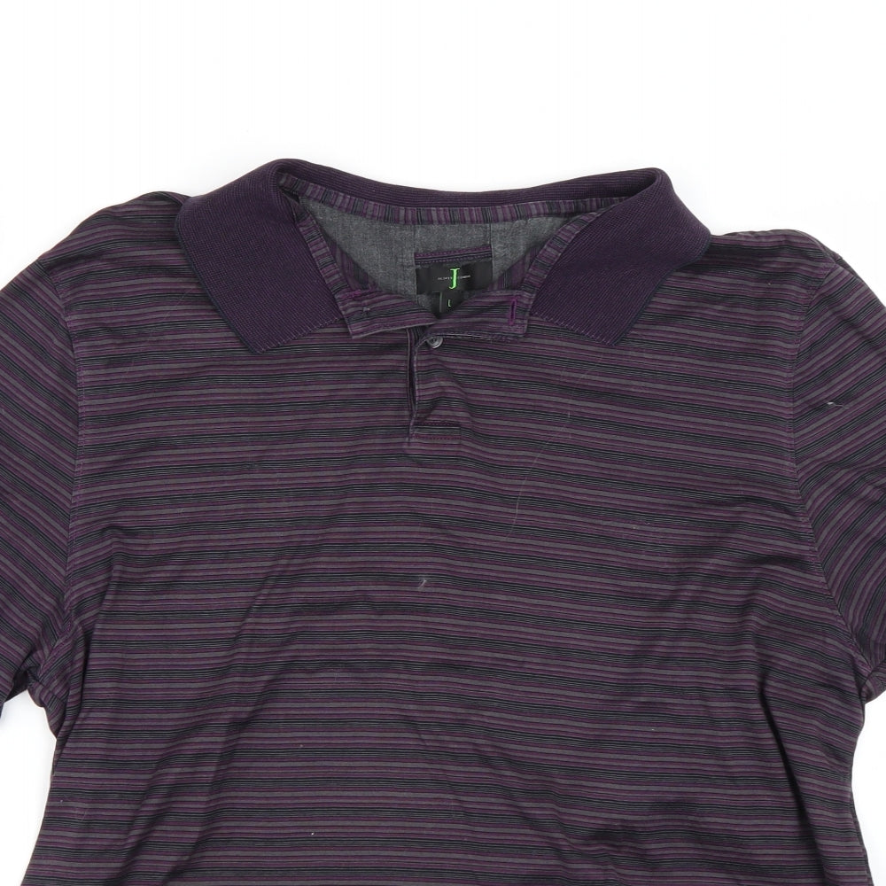 Jasper Conran Mens Purple Striped   Polo Size L