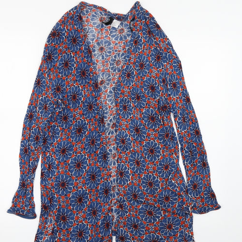 H&M Womens Blue Geometric  Cardigan Jumper Size S