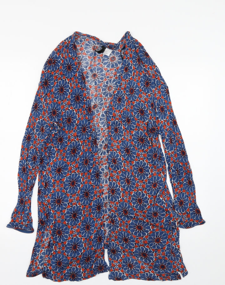 H&M Womens Blue Geometric Cardigan Jumper Size S