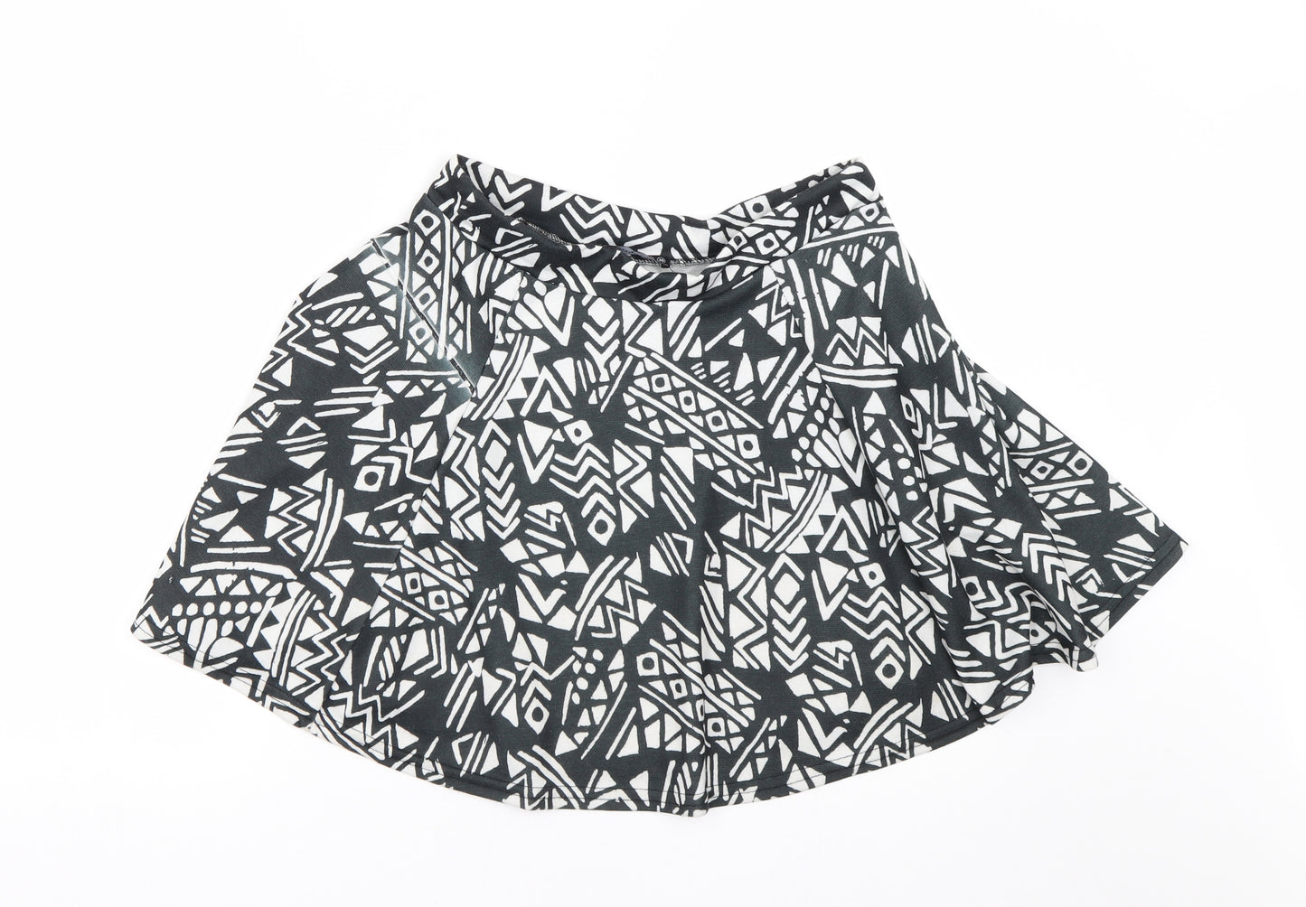 Primark Womens Black Geometric  Skater Skirt Size 10