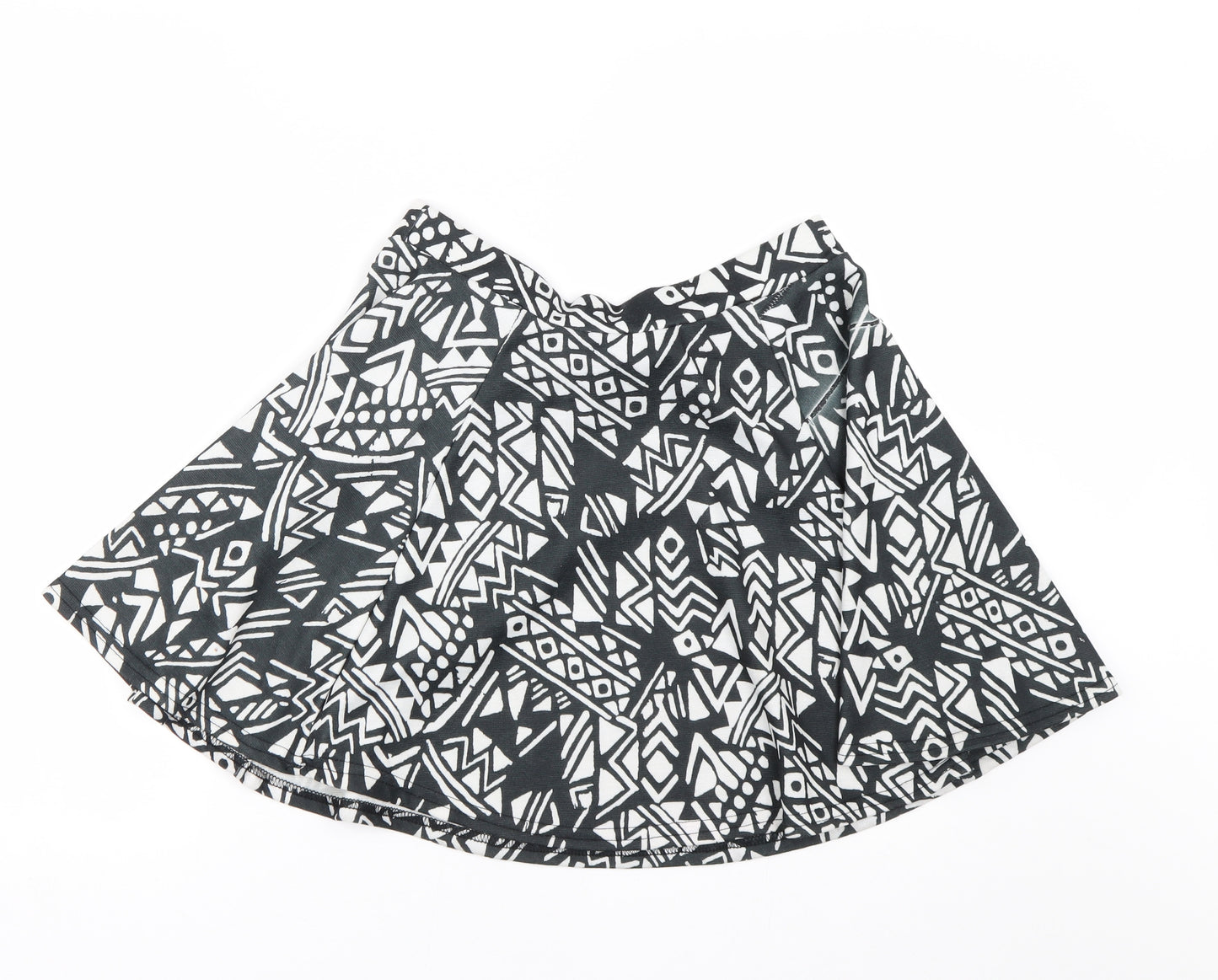 Primark Womens Black Geometric  Skater Skirt Size 10