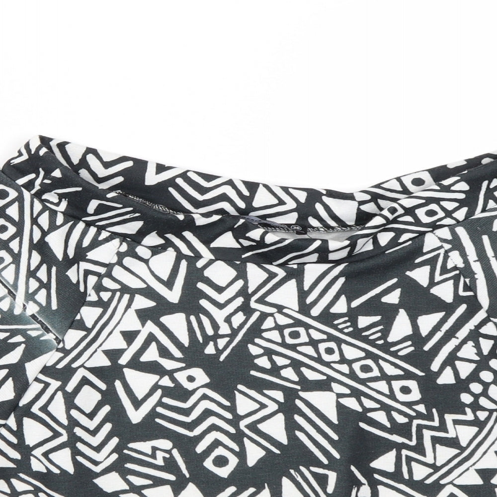 Primark Womens Black Geometric  Skater Skirt Size 10