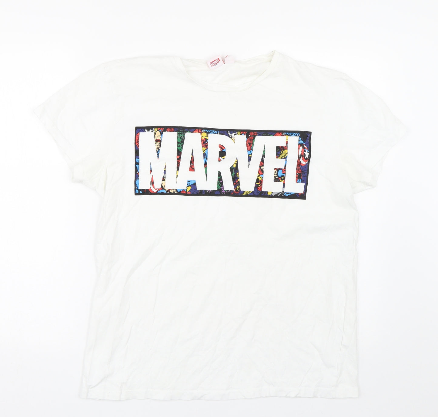Primark Mens White    T-Shirt Size L  - Marvel