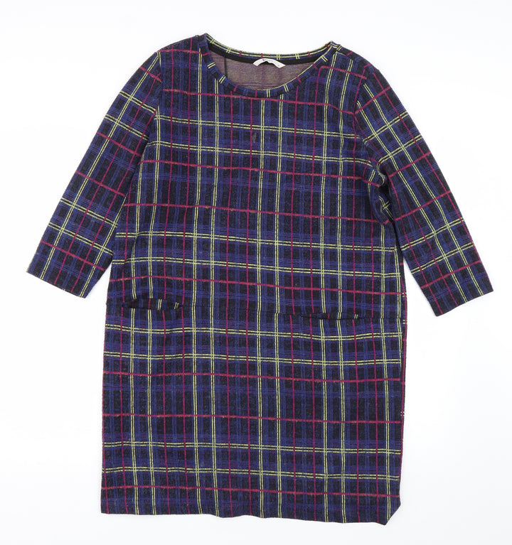 TU Womens Blue Check T-Shirt Dress Size 14
