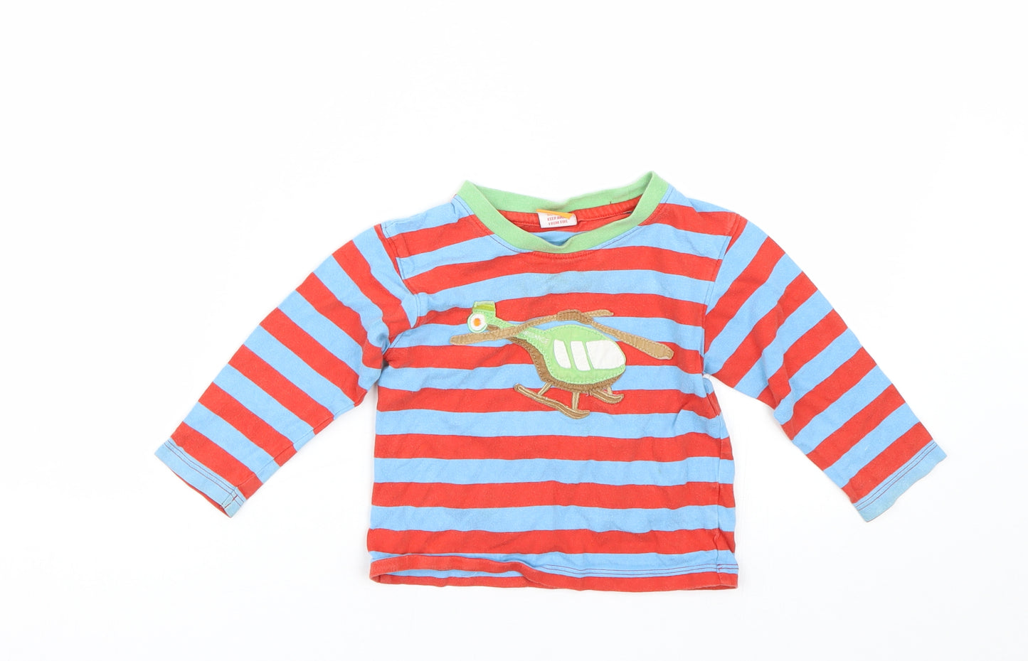 Mini mode  Boys Blue Striped  Basic T-Shirt Size 12-18 Months