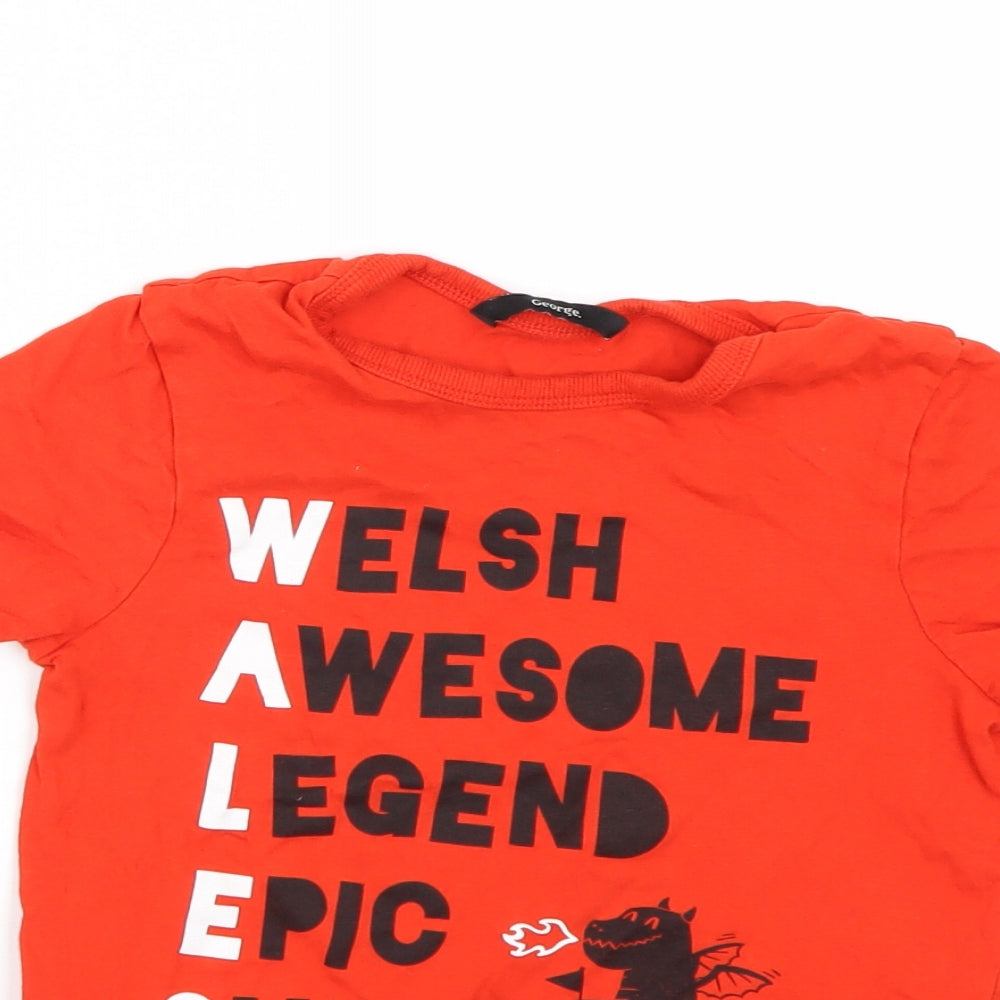 George Girls Red   Basic T-Shirt Size 5-6 Years  - Wales