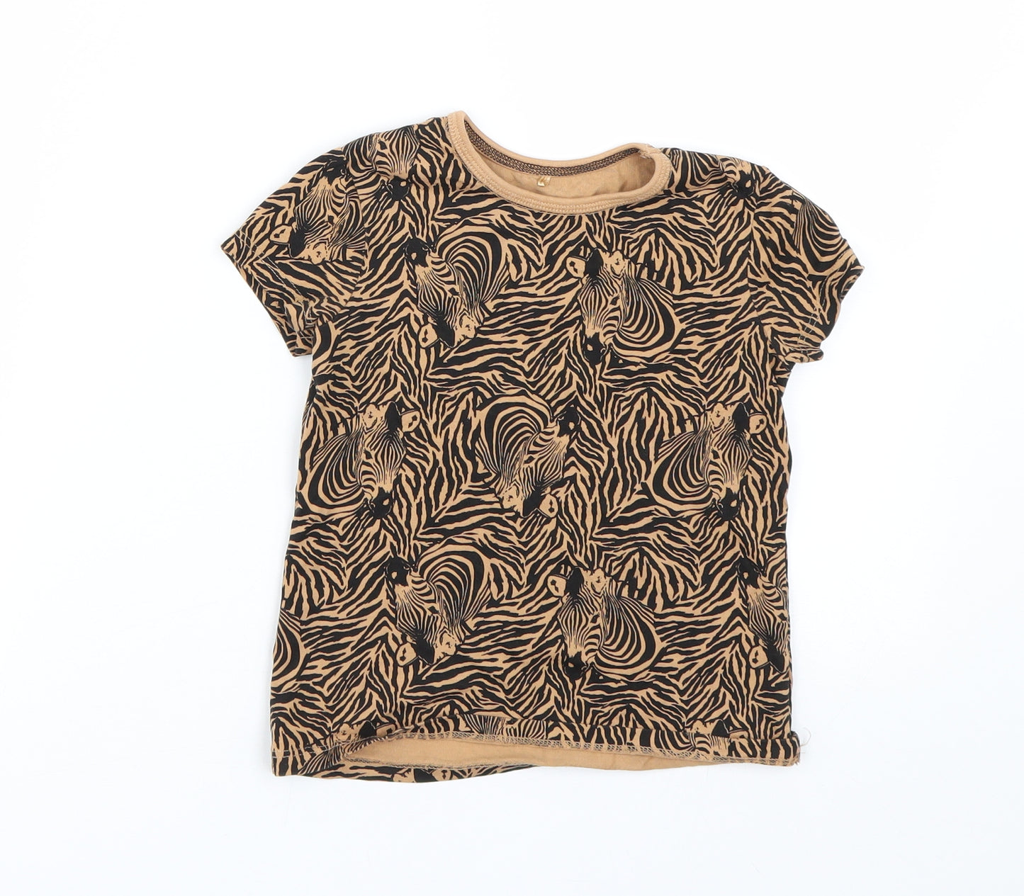 George Girls Brown   Basic T-Shirt Size 5-6 Years  - Zebras