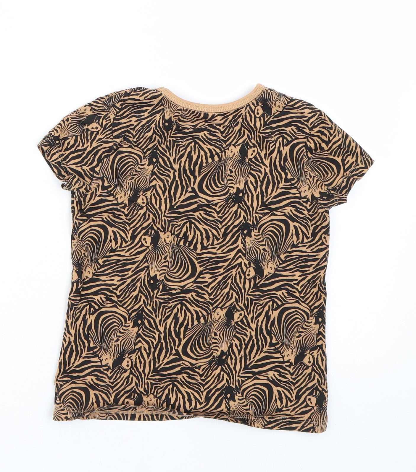 George Girls Brown   Basic T-Shirt Size 5-6 Years  - Zebras