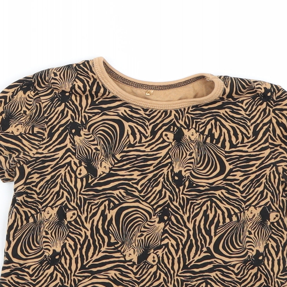George Girls Brown   Basic T-Shirt Size 5-6 Years  - Zebras