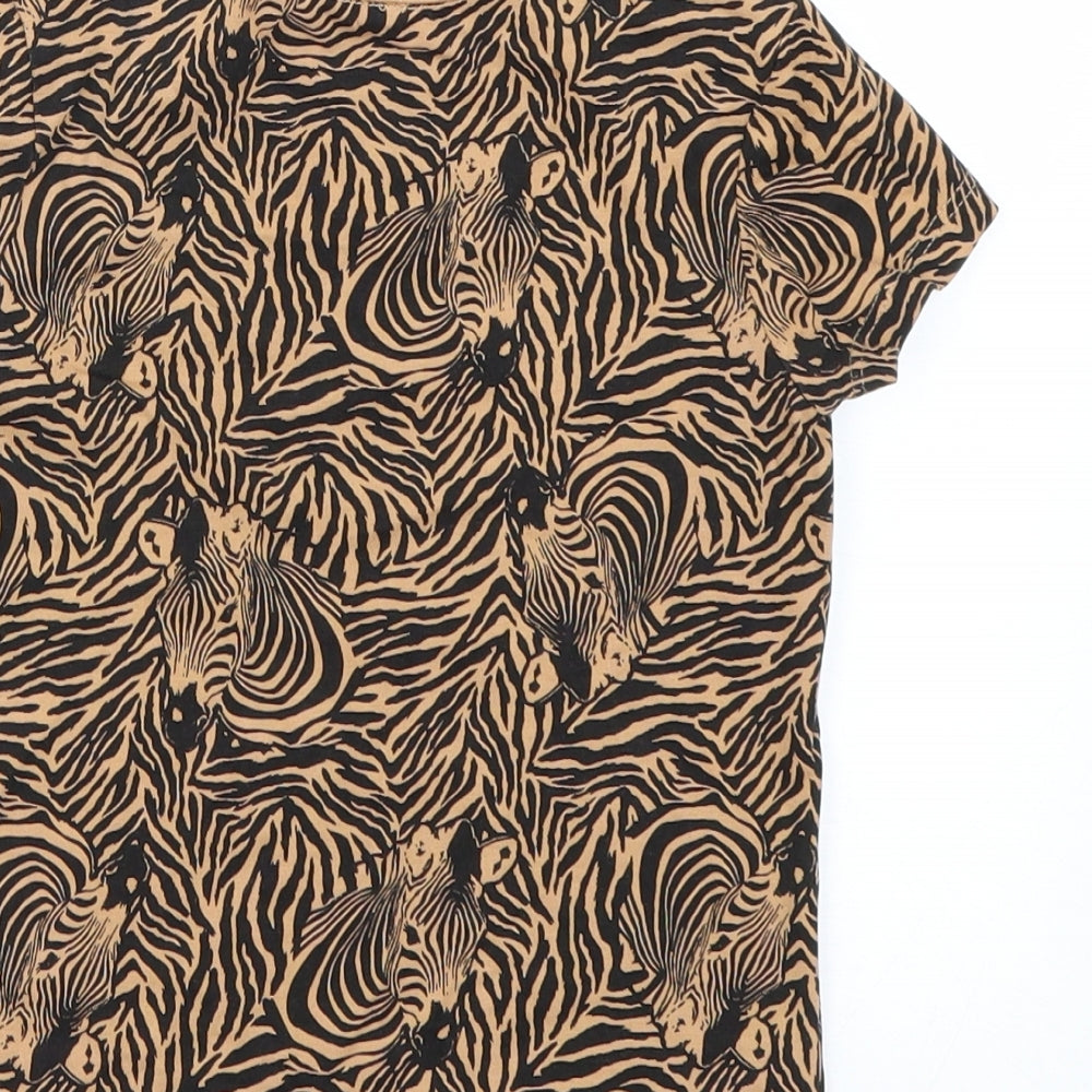George Girls Brown   Basic T-Shirt Size 5-6 Years  - Zebras
