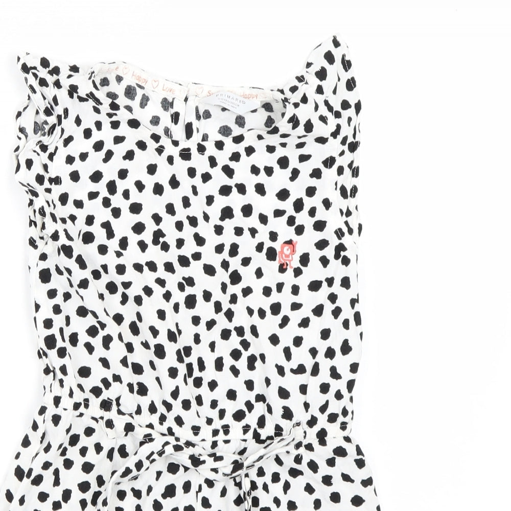 Primark Girls White Polka Dot  Jumpsuit One-Piece Size 5-6 Years