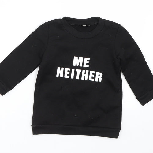 Preworn Girls Black   Pullover Sweatshirt Size 3-4 Years