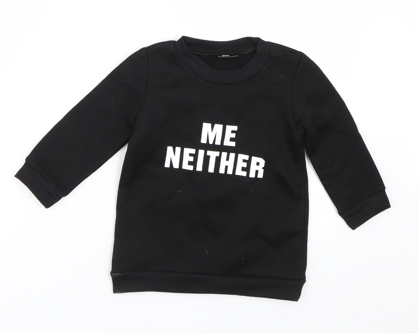 Preworn Girls Black   Pullover Sweatshirt Size 3-4 Years