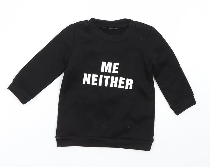 Preworn Girls Black   Pullover Sweatshirt Size 3-4 Years