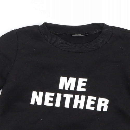 Preworn Girls Black   Pullover Sweatshirt Size 3-4 Years