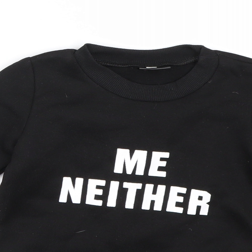 Preworn Girls Black   Pullover Sweatshirt Size 3-4 Years