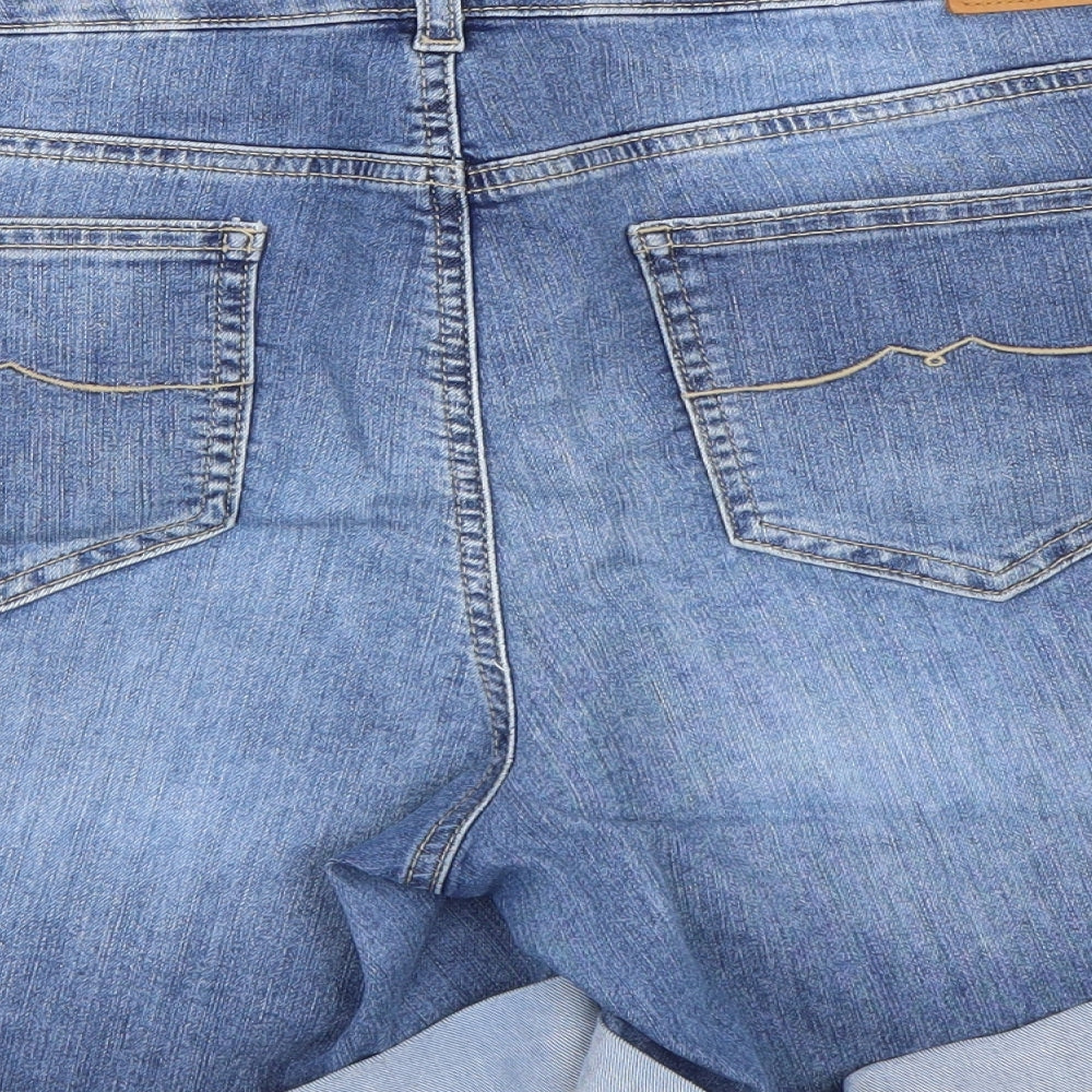 Monsoon Womens Blue  Denim Paperbag Shorts Size 16